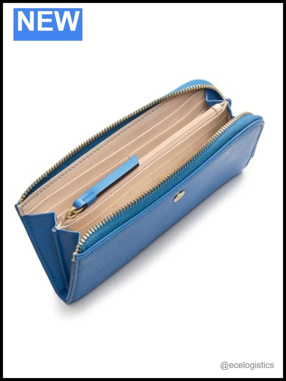 Large Zip Around Leather Wallet with Wristlet Strap